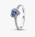 Anillo Plateado Corazón Azul