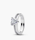Anillo Plateado Corazón Blanco