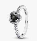 Anillo Plateado Corazón Negro