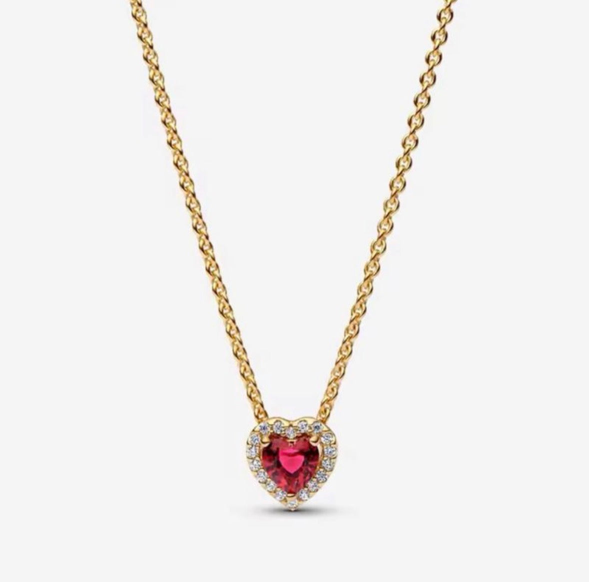 Collar Dorado Corazón Rojo