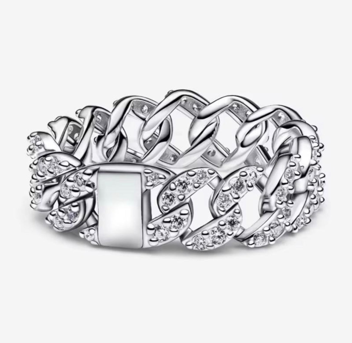 Anillo Plateado Cadena Cubana