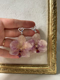 Pendientes Plateados con Flor Real Orquídea Morada | JOYERÍA BOTÁNICA |