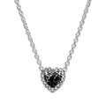 Collar Plateado Corazón Negro