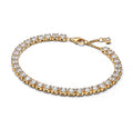 Pulsera Tenis Dorada Piedras Blancas