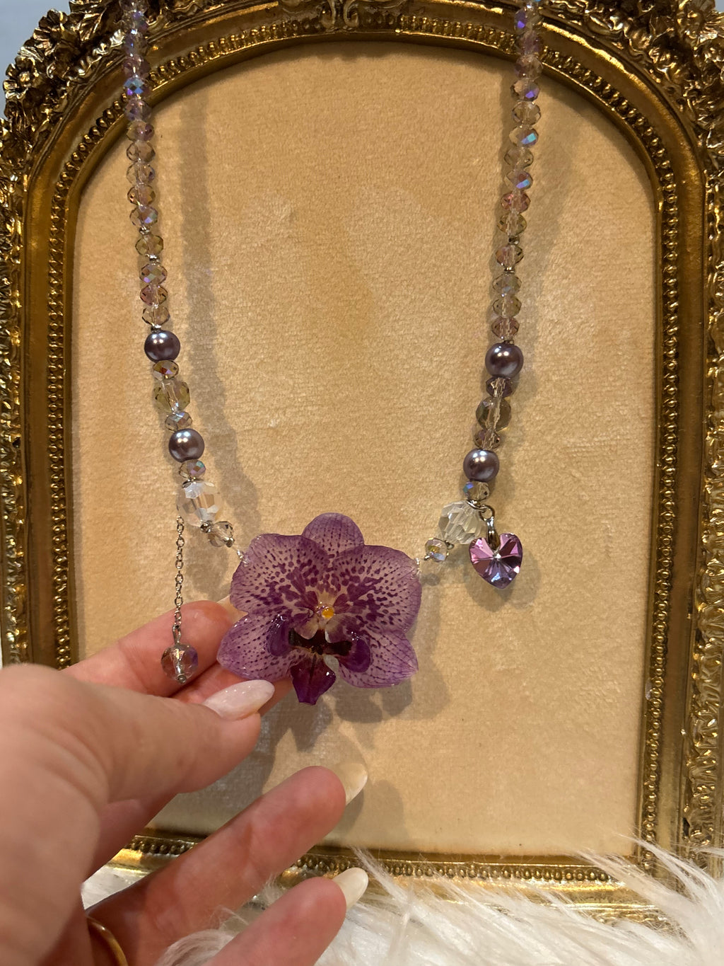 Collar Plateado con Flor Real Orquídea Morada | JOYERÍA BOTÁNICA |
