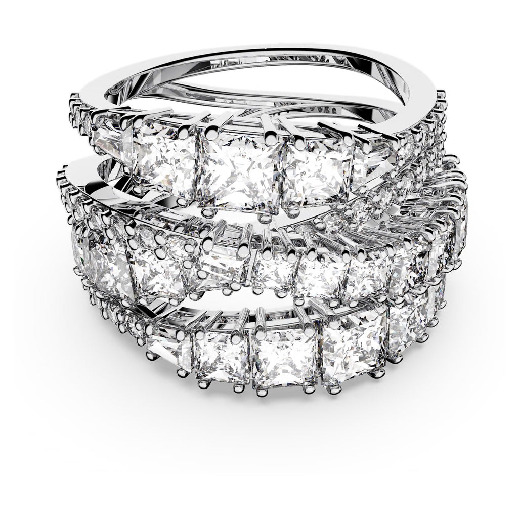 Anillo Cisne Plateado y Piedras Blancas
