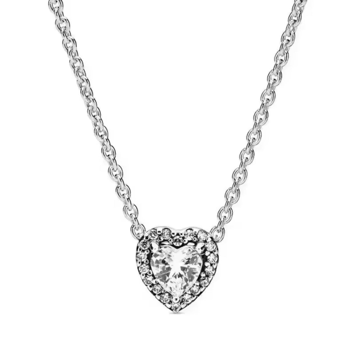Collar Plateado Corazón Blanco