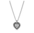 Collar Plateado Corazón Blanco