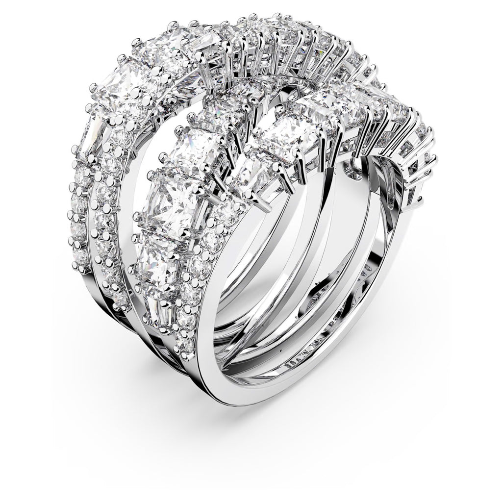 Anillo Cisne Plateado y Piedras Blancas