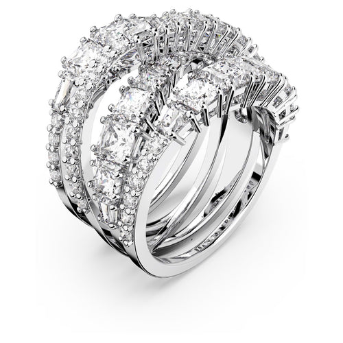 Anillo Cisne Plateado y Piedras Blancas