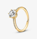 Anillo Dorado Corona Blanca