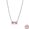 Collar Plateado Lazo Rosa