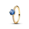 Anillo Dorado Corona Azul