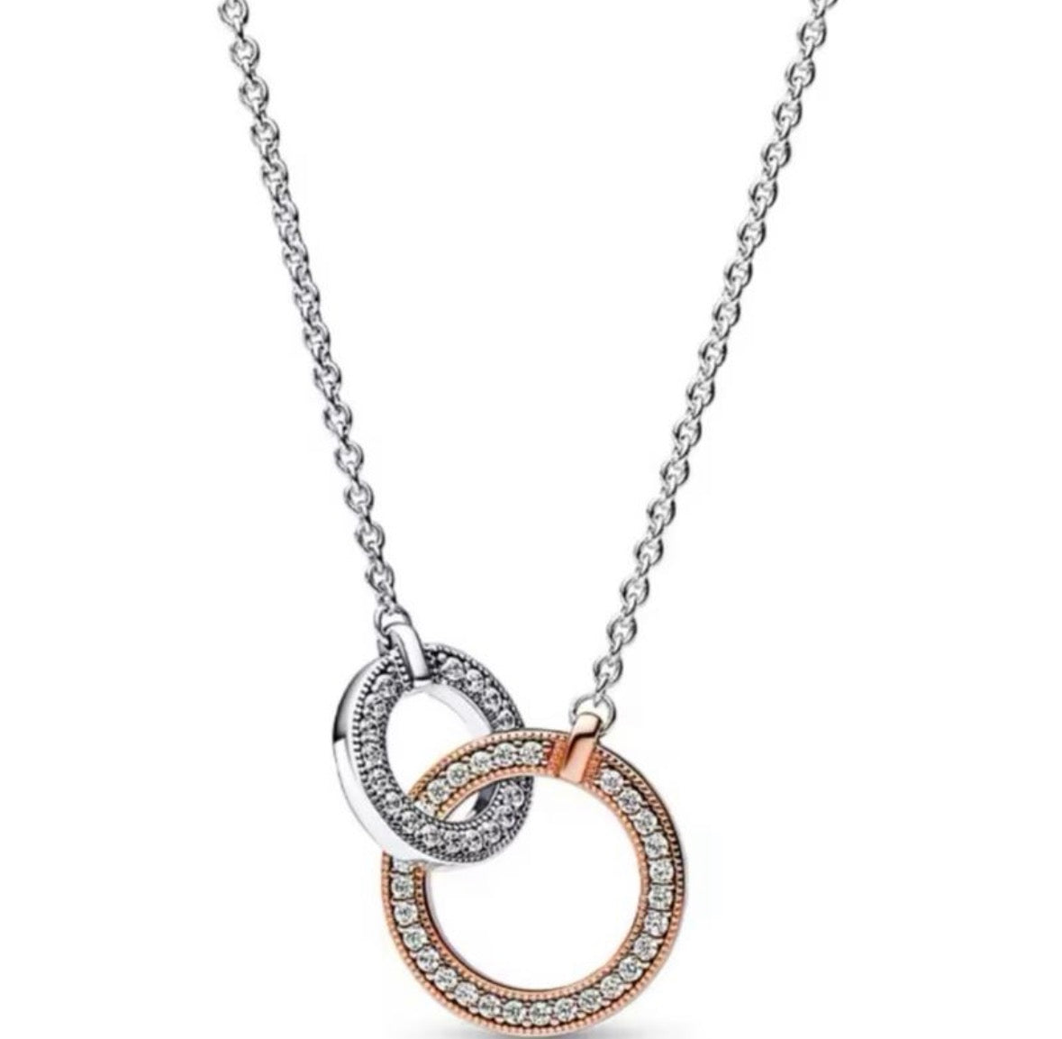 Collar Plateado Doble Circulo