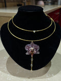 Collar Dorado con Flor Real Orquídea Blanca-Morada| JOYERÍA BOTÁNICA |