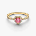 Anillo Dorado Corazón Rosa