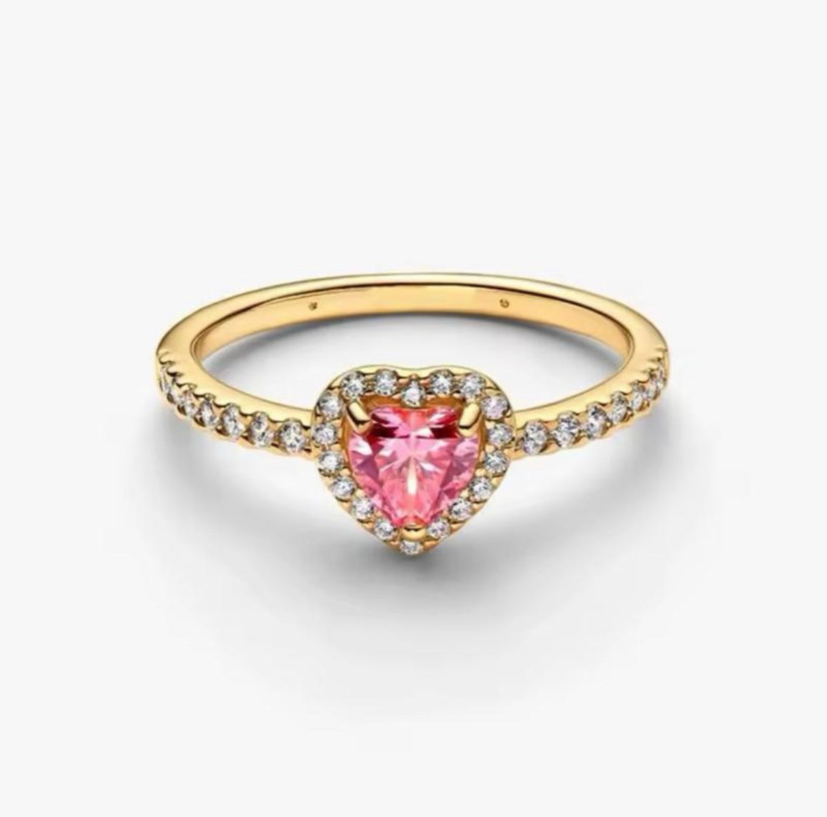 Anillo Dorado Corazón Rosa