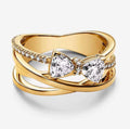 Anillo Dorado Lazo Blanco