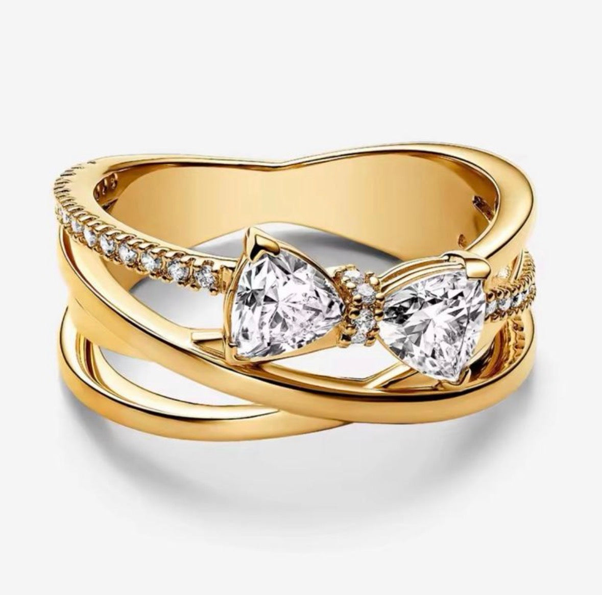 Anillo Dorado Lazo Blanco