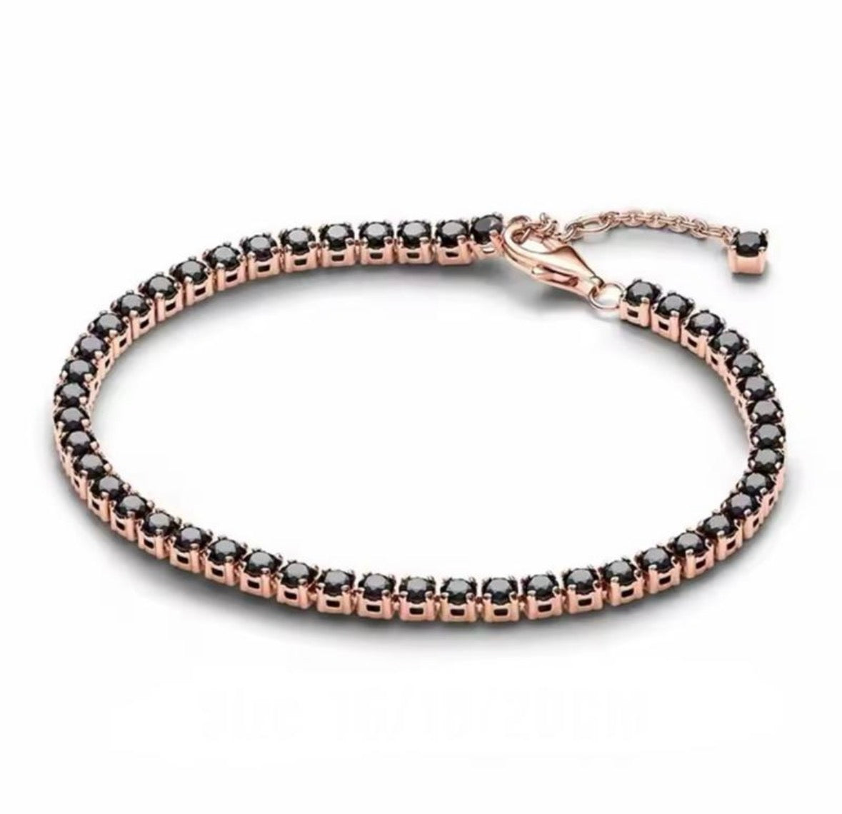 Pulsera Tenis Rosa y Piedras Negras