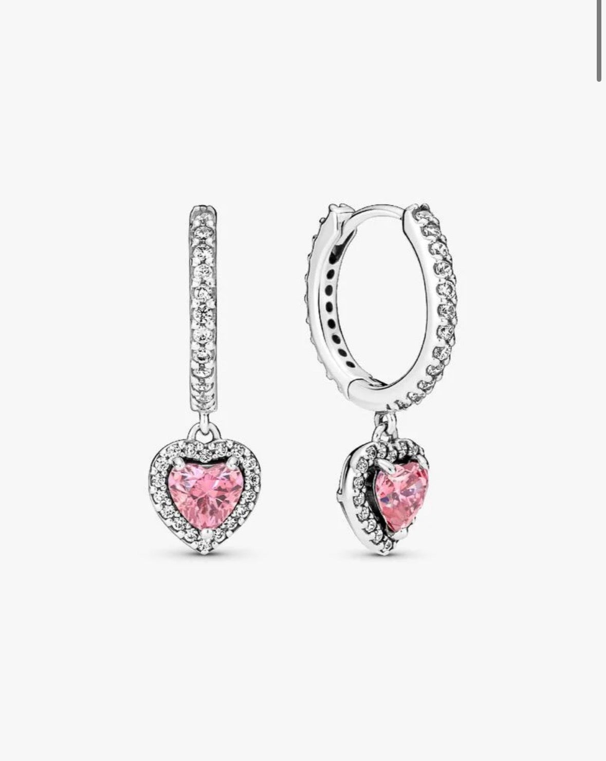 Pendientes Plateados Corazón Rosa