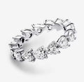 Anillo Plateado Corazones Blancos