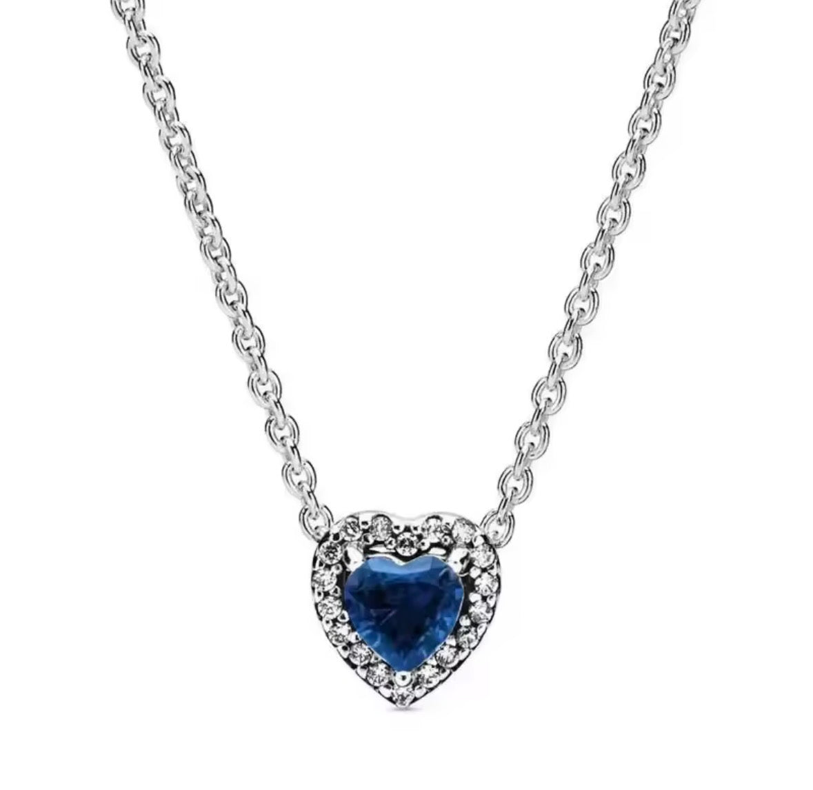 Collar Plateado Corazón Azul