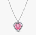 Collar Plateado Corazón Rosa