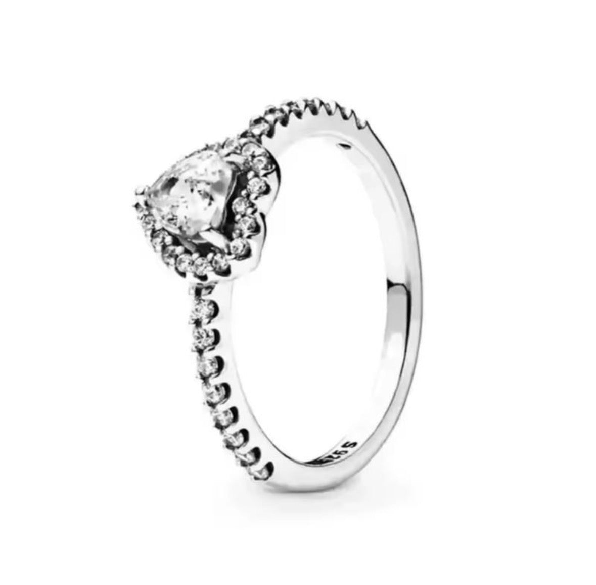 Anillo Plateado Corazón Blanco
