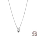 Collar Plateado Doble Corazón Blanco