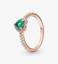 Anillo Rosa Corazón Verde