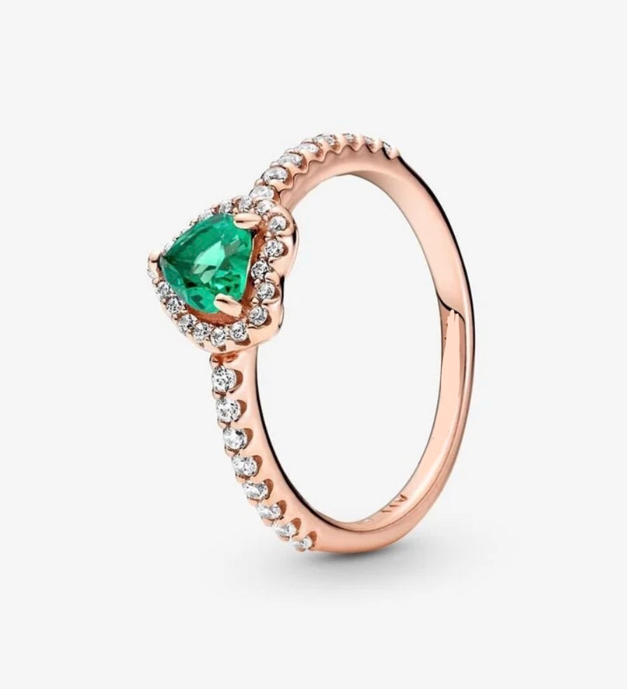 Anillo Rosa Corazón Verde