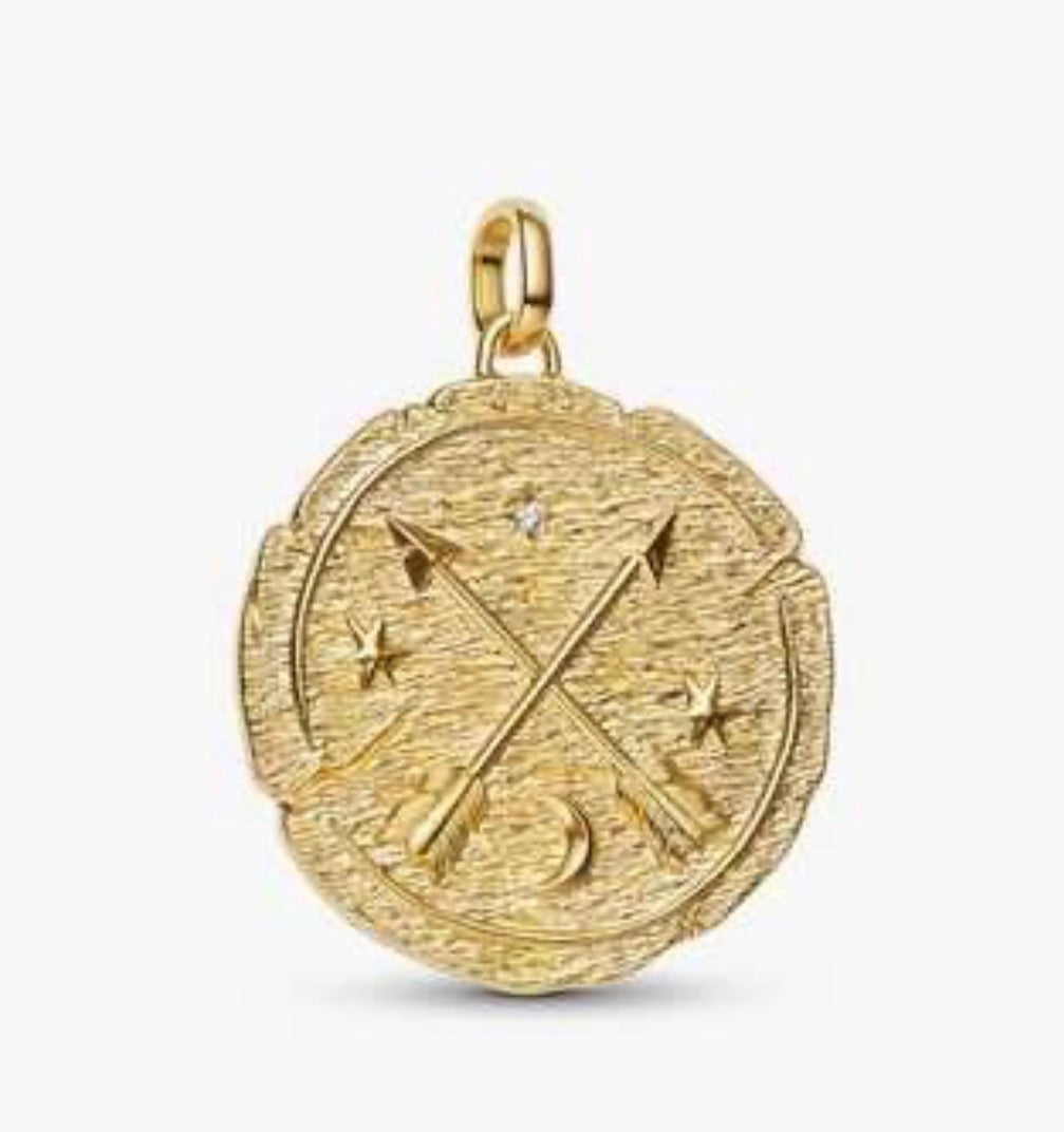 Charm Moneda Dorada Flechas Doradas