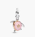 Charm Plateado Tortuga Rosa