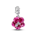 Charm Plateado Flor Rosa