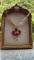Collar Dorado con Flor Real Orquídea Blanca-Morada| JOYERÍA BOTÁNICA |