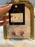 Pendientes Dorados con Flor Real Orquídea Blanca-Rosa| JOYERÍA BOTÁNICA |