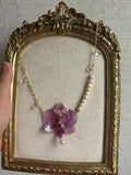 Collar Dorado con Flor Real Orquídea Morado| JOYERÍA BOTÁNICA |