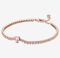 Pulsera Tenis Rosa Corazón Rosa