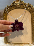 Collar Plateado con Flor Real Orquídea Morada | JOYERÍA BOTÁNICA |