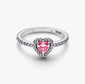 Anillo Plateado Corazón Rosa