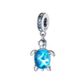Charm Plateado Tortuga Azul