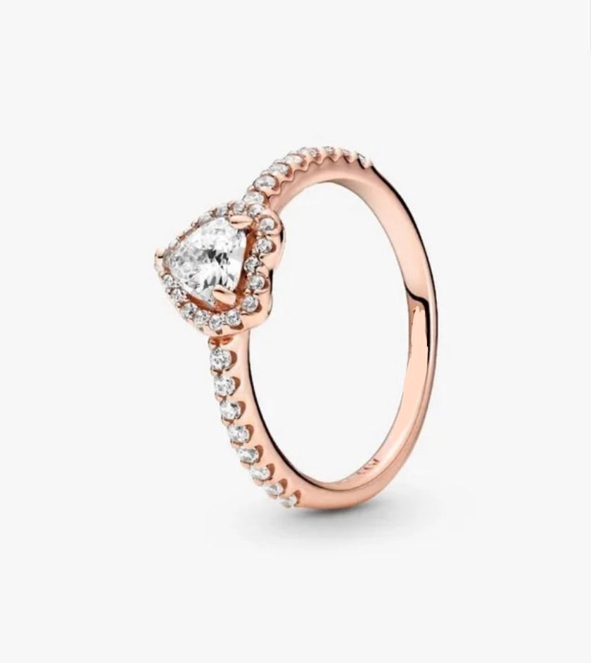 Anillo Rosa Corazón Blanco