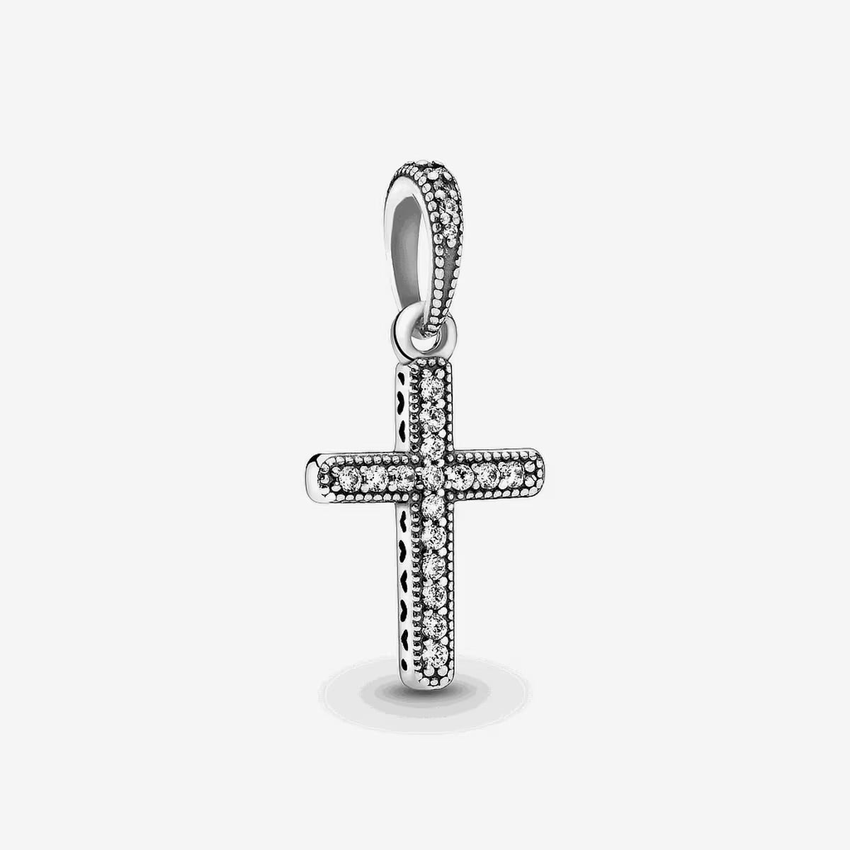 Charm Cruz Plateada y Circonitas