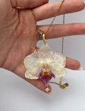 Collar Dorado con Flor Real Orquídea Blanca-Morada| JOYERÍA BOTÁNICA |