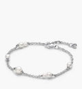 Pulsera Cadena Plateada Con Perlas