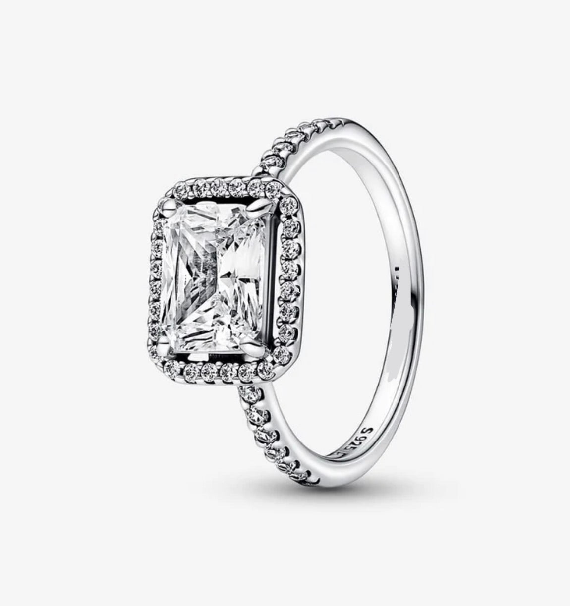 Anillo Plateado Piedra Blanca