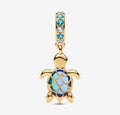 Charm Dorado Tortuga Azul