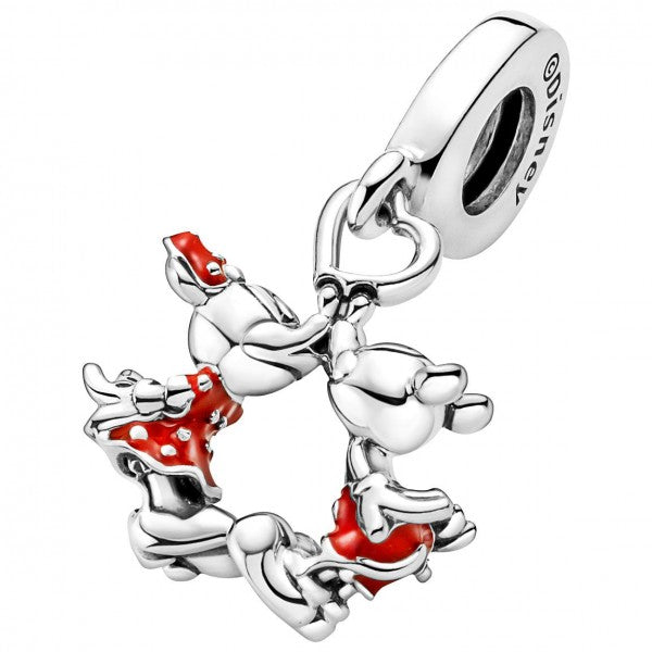 Charm Plateado Beso Mickey y Minnie